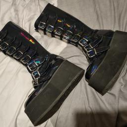 Demonia platform boots Damned-318 black Hologram boots. worn a couple of times so like new. Size 8 xx