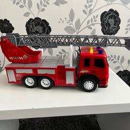 Toy fire engine with lights and sounds in full working order it does have a slight crack on silver footboard *pictured* which doesn’t affect the toy.