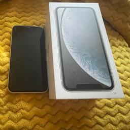 White iPhone XR 64gb unlocked to any network, good condition not a mark on front or back screens some minuscule marks around casing pictures shown comes with box only no charger or headphones. Battery life 87% works perfectly. iCloud all removed and set back to factory settings. Collection only b36 smithswood. No swaps no delivery.