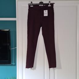Dark Purple Super Skinny Ankle Grazer Jeans high waisted super skinny torn hem brand new with tags size 14 from new look