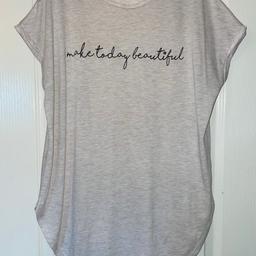 Ladies / Women’s / Older Girls
Light grey T-Shirt Top with ‘make today beautiful’ across the front.  
Collection only from WV14 9HB