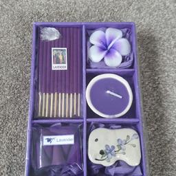 Lavender candle and incense set.