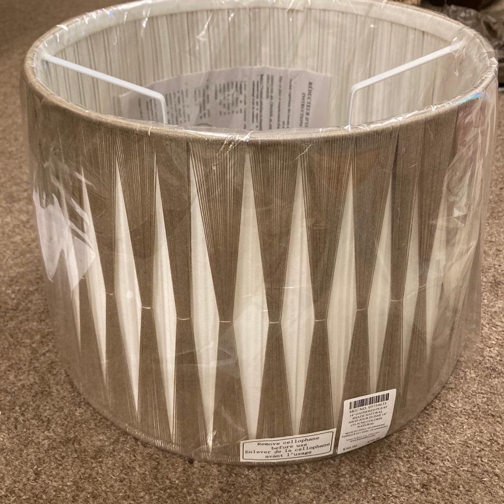 14” drum lamp shade in beige and cream. Brand new. RRP £60