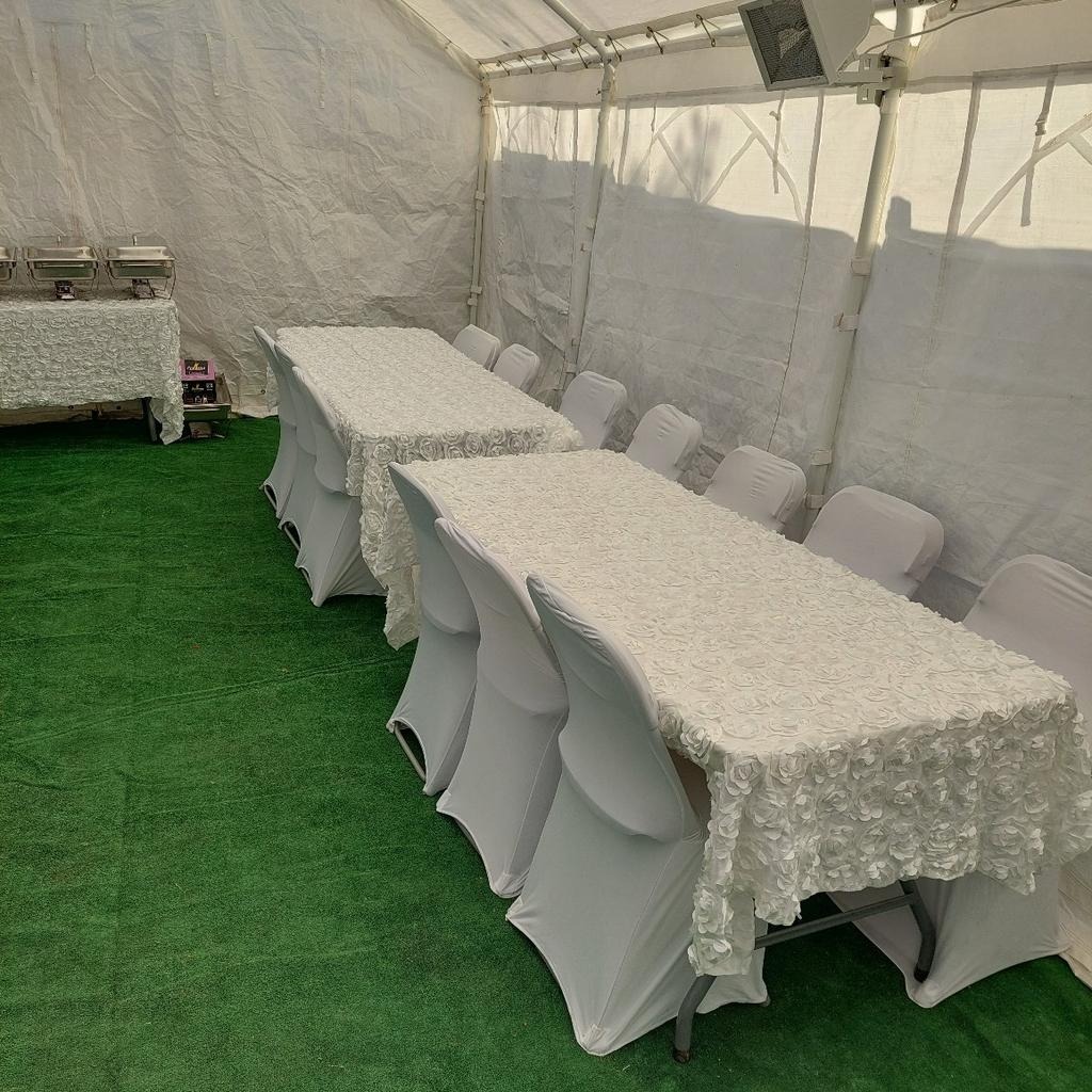 Marquee for hire.

Use this Marquee to secure yourself a birthday party, family get together, barbecue and wedding for family and friends.

Decoration is available on your request for extra fees.
4×10m
4x8m
 4 × 6 m
4×4m
3×6m
3×3m
and many other sizes available on your request.

Wedding sofa

chairs £1.50 each

Round table £12 each

6ft table for 6 to 8 people £10

4ft table for 4 to 6 people £7

Table cloth £7

sequin and rosette table cloth and £10 each

chair covers £1 each
chaffing dishes set £10
Burner ( Chaffing dishes gel) £2 each
Final quotation will depend on your postcode

£25 refundable deposit to be paid into my account before your booking.

£50 refundable deposit to be paid into my account before your booking when collecting the chairs or tables.
Please Marquee are not for collection. Delivery , set up and dismantle only

Delivery price for the chairs depends on your postcode
flooring
lighting
heaters
Message or call me on
07496619018 for your booking.

Thanks
Theresia