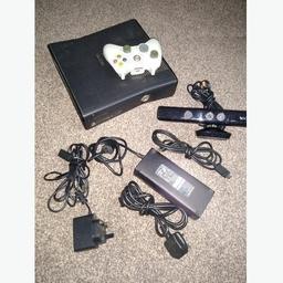 Xbox 360 slim with Kinect no Hard Drive
Comes with a controller
Power brick and lead
Kinect and Kinect adapter
HDMI cable
No games
Works perfect
Collection from Wolverhampton