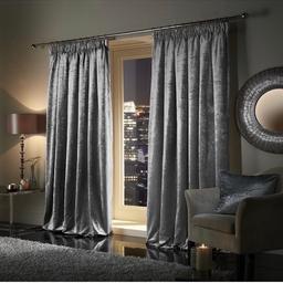viceroy bedding Pair of Crushed Velvet Curtains Faux Velour PENCIL PLEAT TAPE TOP Fully Lined Curtains SILVER GREY (66" Width x 108" Drop)

FRESH UNOPENED