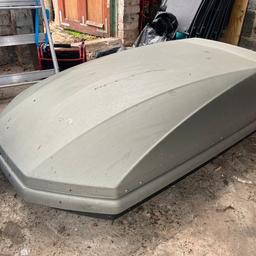 360L roof box with fixings. It’s been in storage for a while so needs a clean but it’s otherwise in very good condition. Comes with one key.