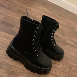 Size 3 brand new chunky dr marten style boots from pretty little thing!  Don’t suit me hence selling cheap! Paid 30.00, grab a bargain