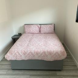 Brand new double bed and mattress grey,