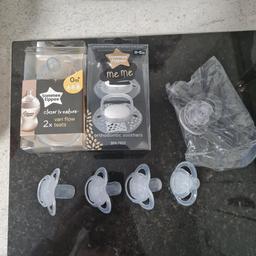 tommee tippee vari flow teats
tommie tippee 0-6 month dummies
all un used and new
the 4 dummies not in wrappers are not in wrappers as they came in bottle kits but they are unused
