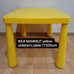 one yellow rectangle table and 2x green chairs.
Collect only.
Table 77cmX55cm. Table has got pen marks will come off. And chairs in used condition. 
I don’t accept any lower offers. Only offer me what I asked for. Thanks 
