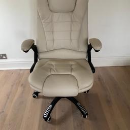 Leather swivel chair 
Office or otherwise
Height adjustable 
Extremely comfortable 
Excellent condition 
On wheels
Cream 
Collect only