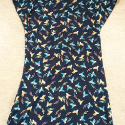 voulez vous navy dress with birds pattern, size 10/12, soft stretchy material, excellent condition, bought from Dorothy perkins