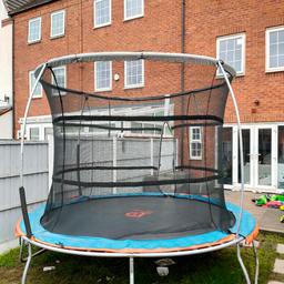 Trampoline is a year old so there is wear an tear hence the price, two rips in the netting and the zip doesn't work anymore but there is a saftey clip half way up which does work but other then that it's solid, still retailing for £190 will have to dismantle on collection.