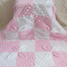 Beautiful babies blanket made in pink and white also gift wrapped ready to give as a gift 🎁 
Looking for beautiful baby gifts/baby shower pop over to www.facebook.com/groups/njsbabycreations and join our growing group. We also offer delivery and postage. New stock added daily