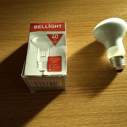 6 R63-230-240V-40W-E27 SPOTLIGHT BULBS, 102.5 MM X 63MM. WARM WHITE SCREW-IN. STILL IN BUBBLE WRAP. UNOPENED.
CASH ON COLLECTION. NO PAYPAL. LEIGH-ON-SEA, ESSEX. 