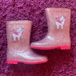 Girls pink glitter unicorn wellies, only worn a few times, excellent condition, bargain price!