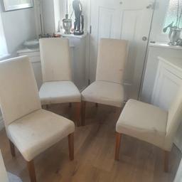 4 beautiful chairs which have been in storage since we bought new table.

there are some minor marks on them which will scrub out.

looking for a new home

thanks for checking