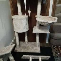 Beautiful kitten /cat tree. Furry cream colour. With lots of fun areas for your kitten /cat to enjoy. Only used for a month. Excellent condition. Pick up only.