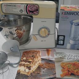 The Kenwood Chef Classic Mixer and Chef/major 1.5ltr Liquidiser
Mixer used twice
Liquidiser never used
Slight discolour to casing
In perfect working order
All tools, accessories and cook books included

Can be collected or delivered in the Medway and Bexley/sidcup and surrounding areas.