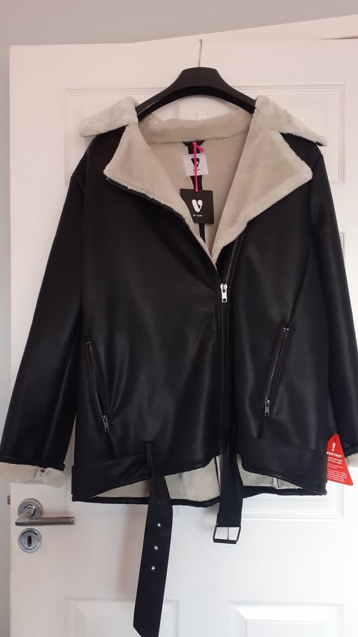 Buy & Sell West Midlands Walsall - Photos for black leather look coat size 18