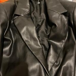 Black leather style blazer 
Size 4