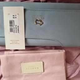 brand new with tags sky blue Leather radley purse, ossett collection can deliver, holds 18 cards