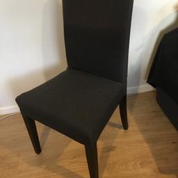 Set of four IKEA HENRIKSDAL dining chairs with black legs and blue/grey covers. Some sun bleaching on chair covers.
Covers are removable so could be fabric dyed. There are washing machine dyes that are easy to use. IKEA also sold covers in variety of colours. 

Open to offers

Collection from Two Mile Ash