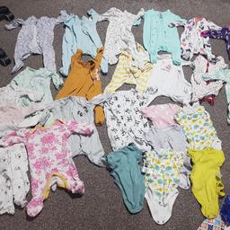 baby girl sleepsuit and bodysuits bundle. 9 bodysuit and 15 sleepsuit. 0-3 months