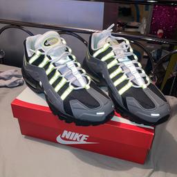 Nike air max 95 trainers 
Brand new Size 9
Brought from Nike outlet 
Wrong size brought so never worn
Perfect condition and great trainers
Grey black and neon green
Open to sensible offers