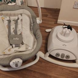 only 8 months old joie sansa Rocker 2 in 1. brilliant chair, has vibration and moves forward, backwards and side to side. hardly used, wished it was used more. can use batteries but does come with a lead and plug. perfect for newborn. also comes with newborn head support. open to sensible offers. collection from br6