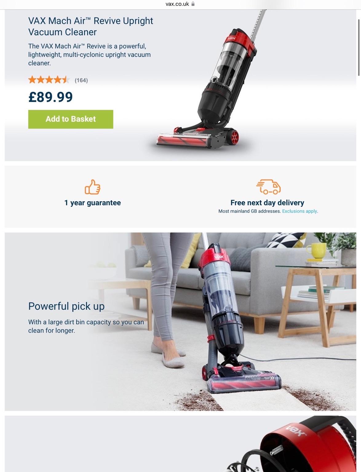 Vax Mach Air Revive Upright Vacuum Cleaner in EH6 Edinburgh für 25,00