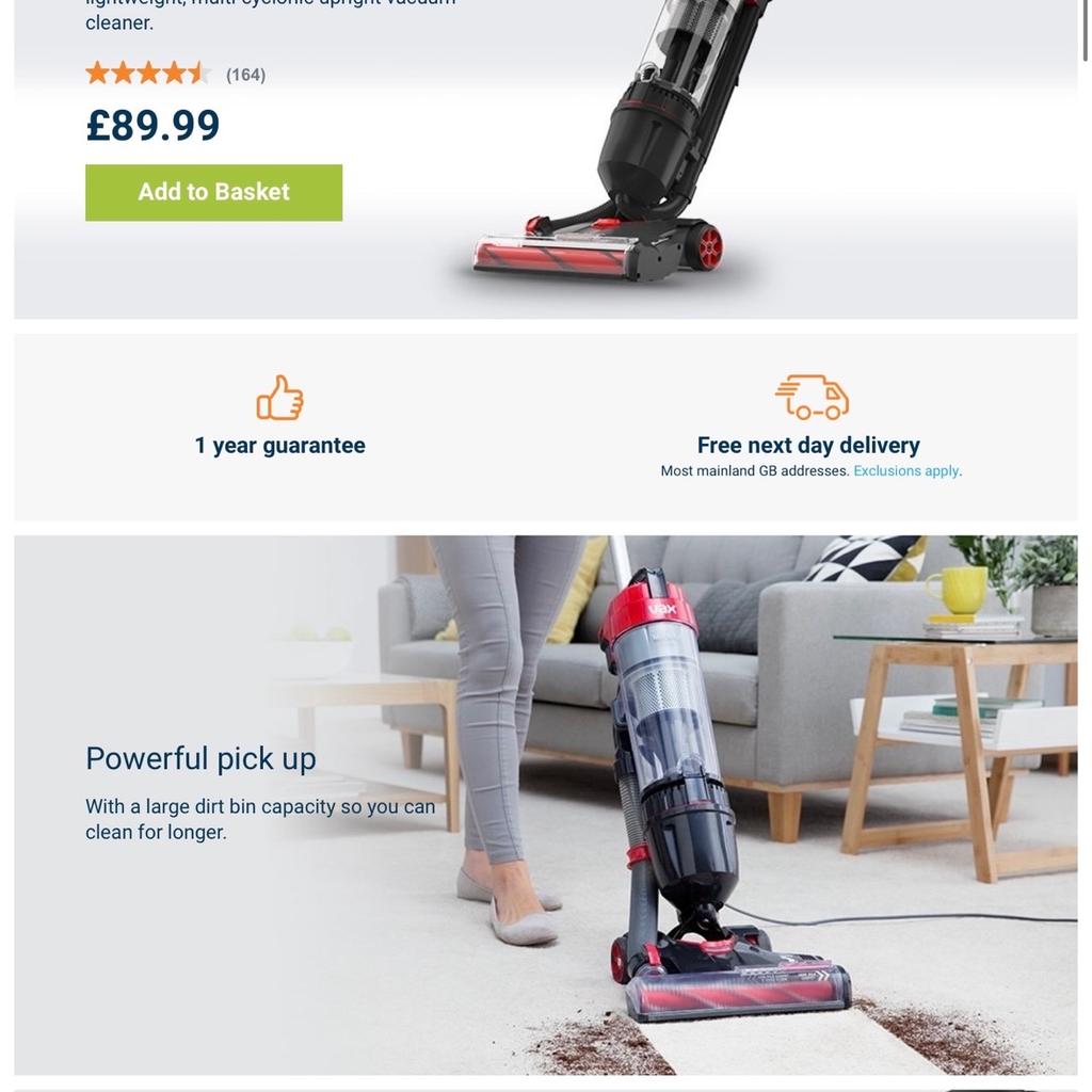 Vax Mach Air Revive Upright Vacuum Cleaner in EH6 Edinburgh für £ 25,00