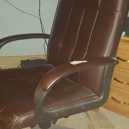 Office chair dark brown slight tear check pics doesnt extend still very comfy free for collection