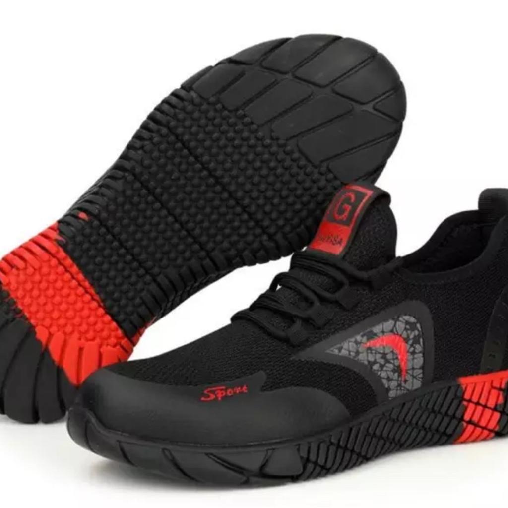 Men’s Safety Shoes/Trainers
Steel toe cap
Black/Red colour
Size 7
Midsole made from Kevlar (a material for bullet proof vests)
Anti smashing
Anti piercing
Anti slip
Comfortable/Breathable

Collection Ford L30 or £2.90 postage