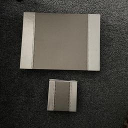 Six placemats, six coasters, silver and grey, good condition