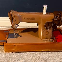Full working order with extra foot attachments. I no longer use it.

The Singer 201k was named the Rolls Royce of sewing
machines because it was super smooth in operation
thanks to the full rotary hook and precisely made
carbon steel gears. It had smoothness that other
sewing machine manufacturers could only dream
about.