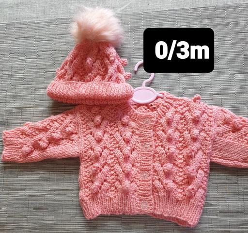 Buy & Sell West Midlands Solihull - Photos for Hand Knit 0/3m Girls Bobble Set Blush