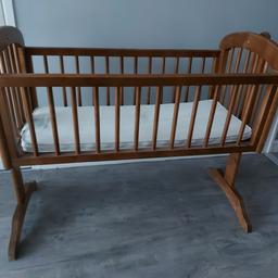 for sale this lovely wooden swinging baby cradle.
can be dismantled so as to travel,
please see picture.
comes with mattress and protector