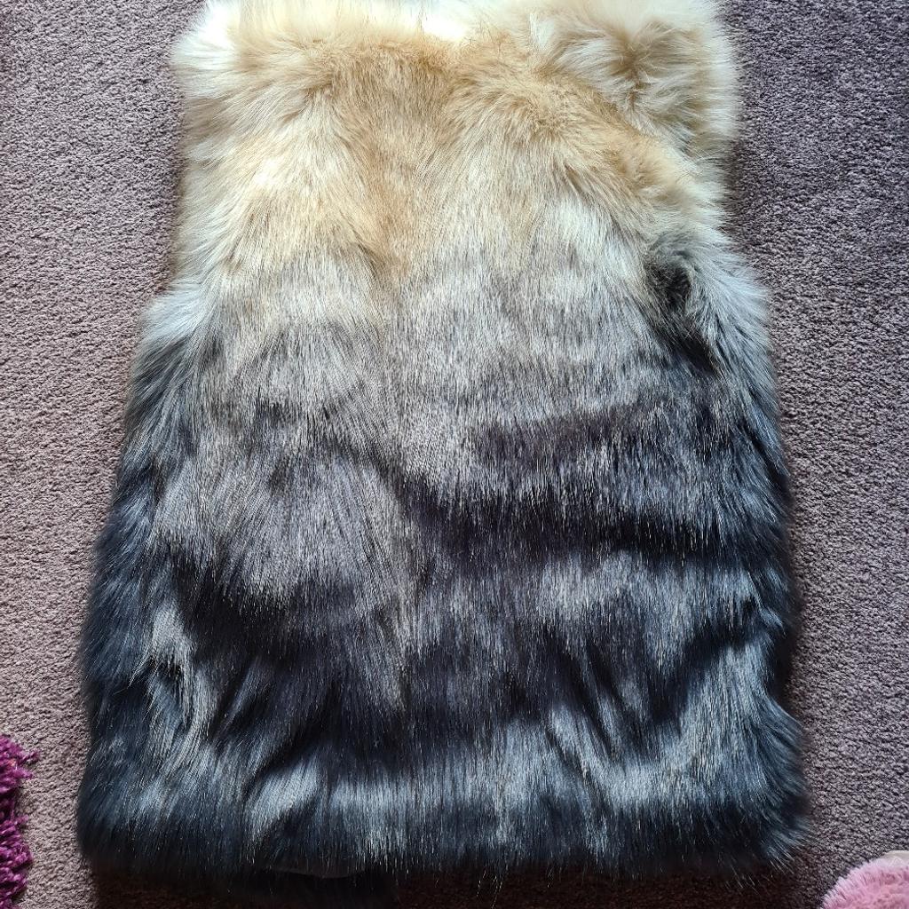 size 8 faux fur gillet hook and eye fastening tags have been removed but has never been worn, smoke free home good condition