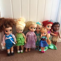 Disney Toddler Dolls.  
Sold as seen.
Well played with (hair needs detangling).