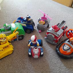 Set of 6 paw patrol figures with vehicles also ryder and his vehicle.Pick up or deliver locally to runcorn.