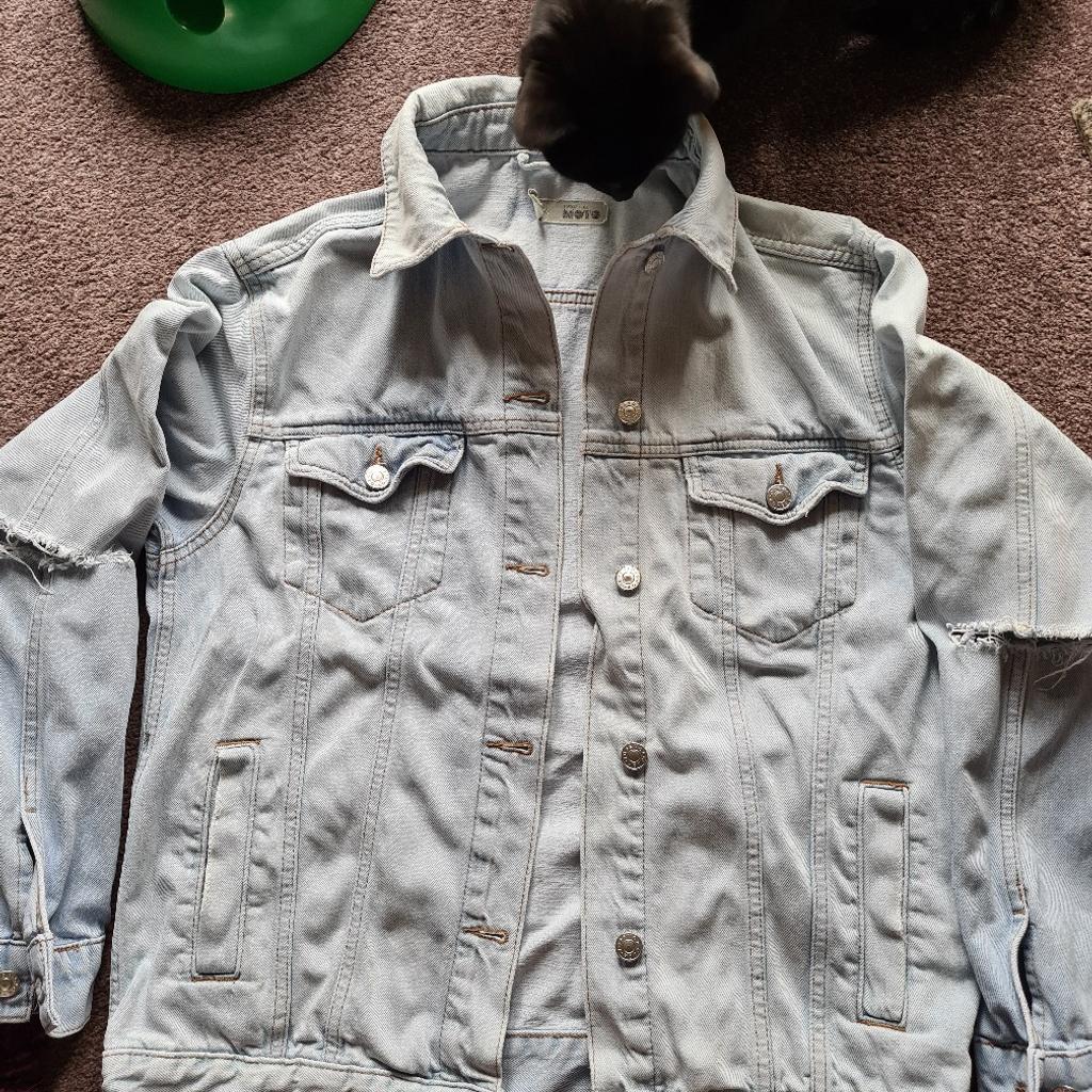 oversized 8 ripped elbow denim jacket, smoke free home good condition