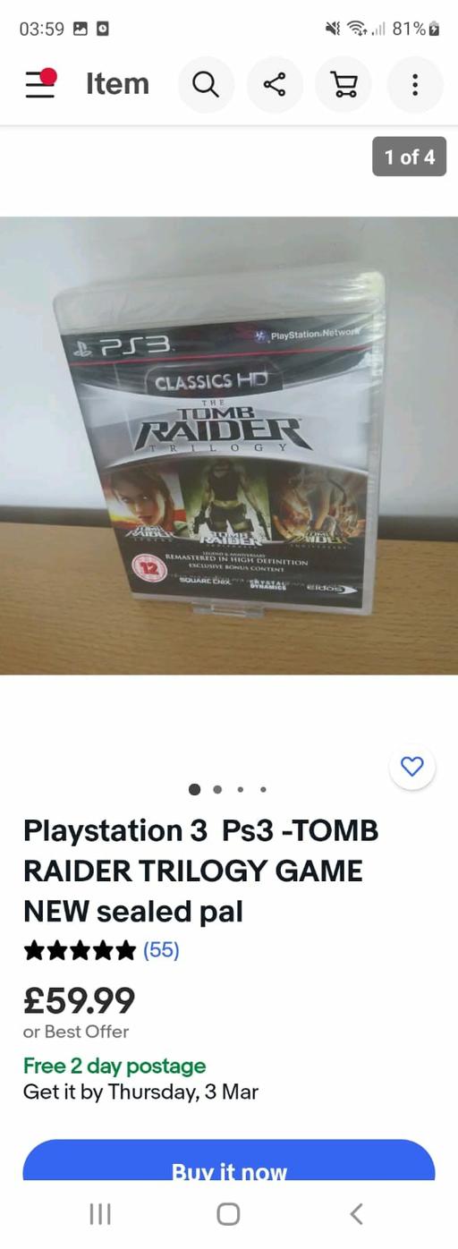 Buy & Sell Essex Thurrock - Essex - Photos for Ps3 game -TOMB RAIDER TRILOGY GAME / 3 games