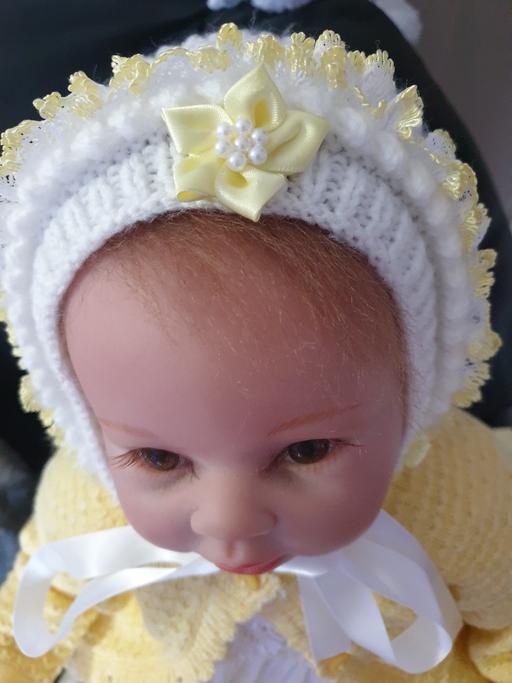 Buy & Sell West Midlands Solihull - Photos for NB 005 Hand knit Bonnet White Lemon ONE ONLY