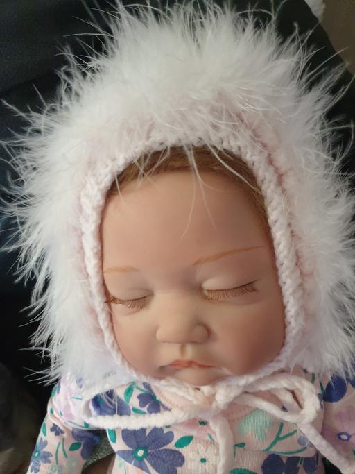 Buy & Sell West Midlands Solihull - Photos for NB 004 Hand Knit Bonnet White Pink ONE ONLY
