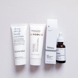 Skincare and Bodycare Bundle:

☆ This Works Deep Sleep Body Cocoon 100ml Brand New and Sealed, no Box.
RRP: £25
☆ Revolution Glycolic Polisher Exfoliator 100ml Brand New No Box
RRP: £10
☆ The Ordinary 100% Plant Derived Squalane 30ml Brand New in Box
RRP: £7.70