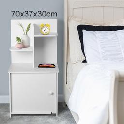Item Height: 70 CM
Item Length: 37 CM
Item Width: 30 CM
Room: Bedroom,Children's Bedroom
1 X White Bedside Table
1 X assembly instruction
1 X handle screw
Material:wood+Plastic