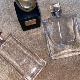 Empty designer perfume bottles 
Armani rose d’arabie and two lancome perfumes 
Perfect for a showcase 
Top end perfumes