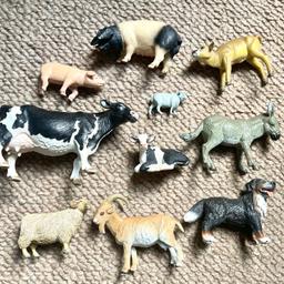 Cow, calf and pig are schleich . Rest of them are really nice quality as well